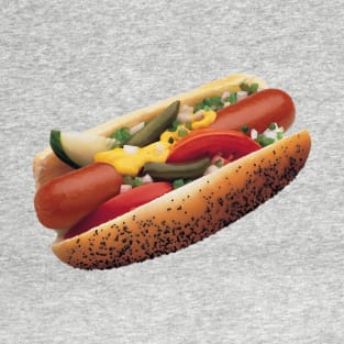 Chicago Style Hot Dog Art Design T-Shirt